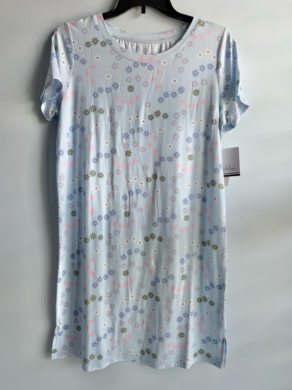 Roudelain Women's Light Blue Floral Short-Sleeve Soft Sleep Shirt Size XS